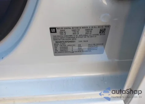 2015 Chevrolet Silverado K1500 High Country z USA, uszkodzony, nr VIN 3GCUKTEJXFG445591